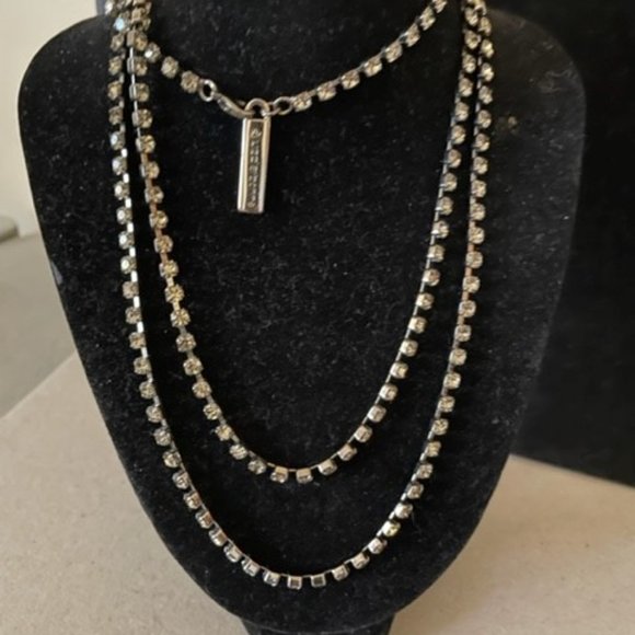 Liz Claiborne 42" Long Flapper Style Smoky Quartz Rhinestone Tennis Necklace - Picture 2 of 7